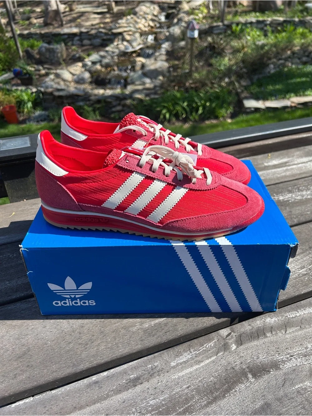 adidas Red & White SL 72 OG Lace-Up Sneakers